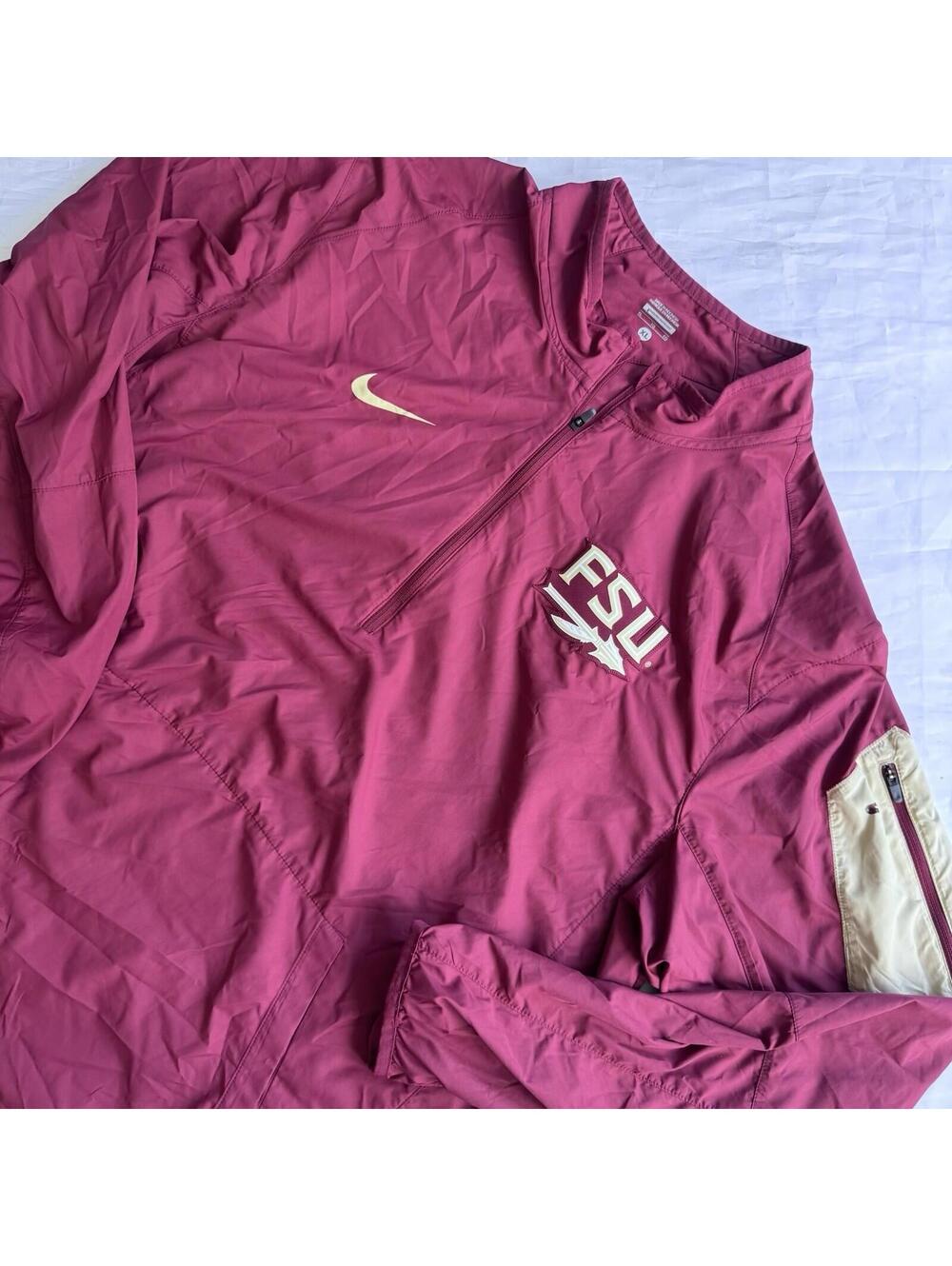 Nike FSU Florida State Seminoles Team Issue Quarter Zip Windbreaker Jacket XL